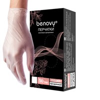 Перчатки виниловые Benovu размер S прозрачные (неопудренные) 50 пар
